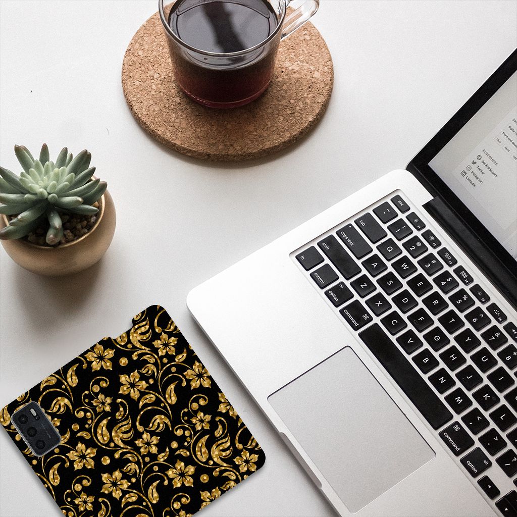 OPPO A54s | A16 | A16s Smart Cover Gouden Bloemen - B2C Telecom