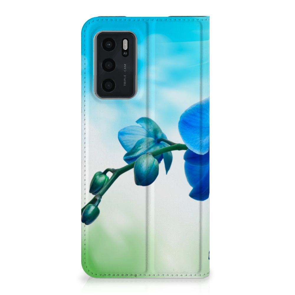 OPPO A54s | A16 | A16s Smart Cover Orchidee Blauw - Cadeau voor je Moeder - B2C Telecom