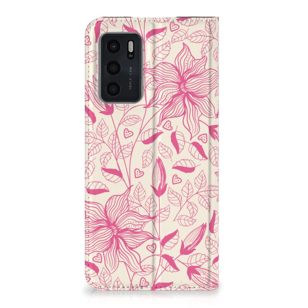 OPPO A54s | A16 | A16s Smart Cover Pink Flowers - B2C Telecom