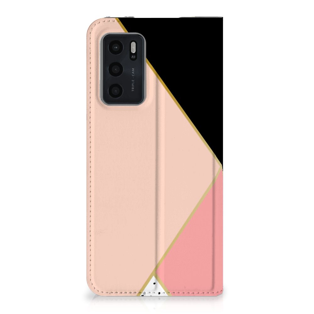 OPPO A54s | A16 | A16s Stand Case Zwart Roze Vormen - B2C Telecom