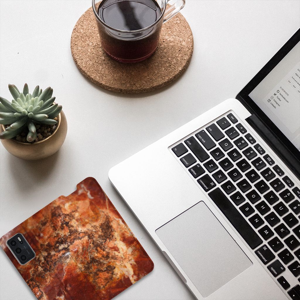 OPPO A54s | A16 | A16s Standcase Marmer Bruin - B2C Telecom