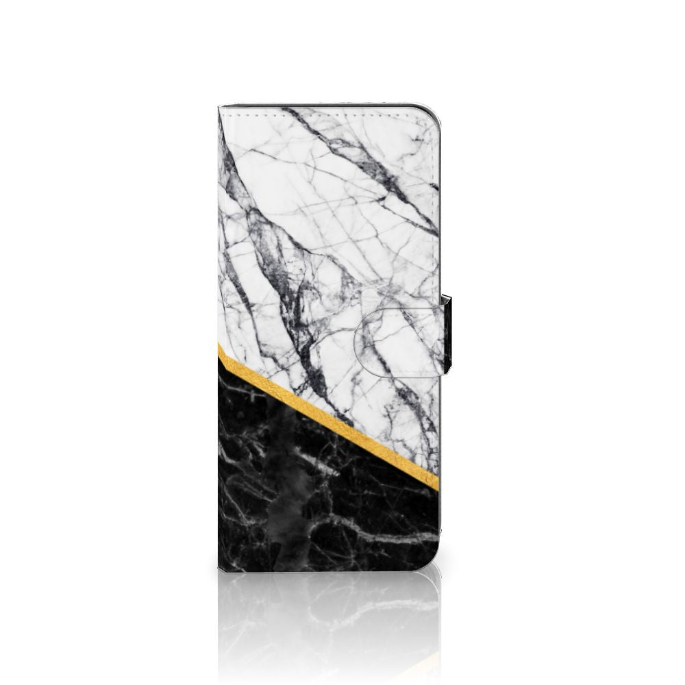OPPO A58 4G Bookcase Marmer Wit Zwart design marmer vooraanzicht