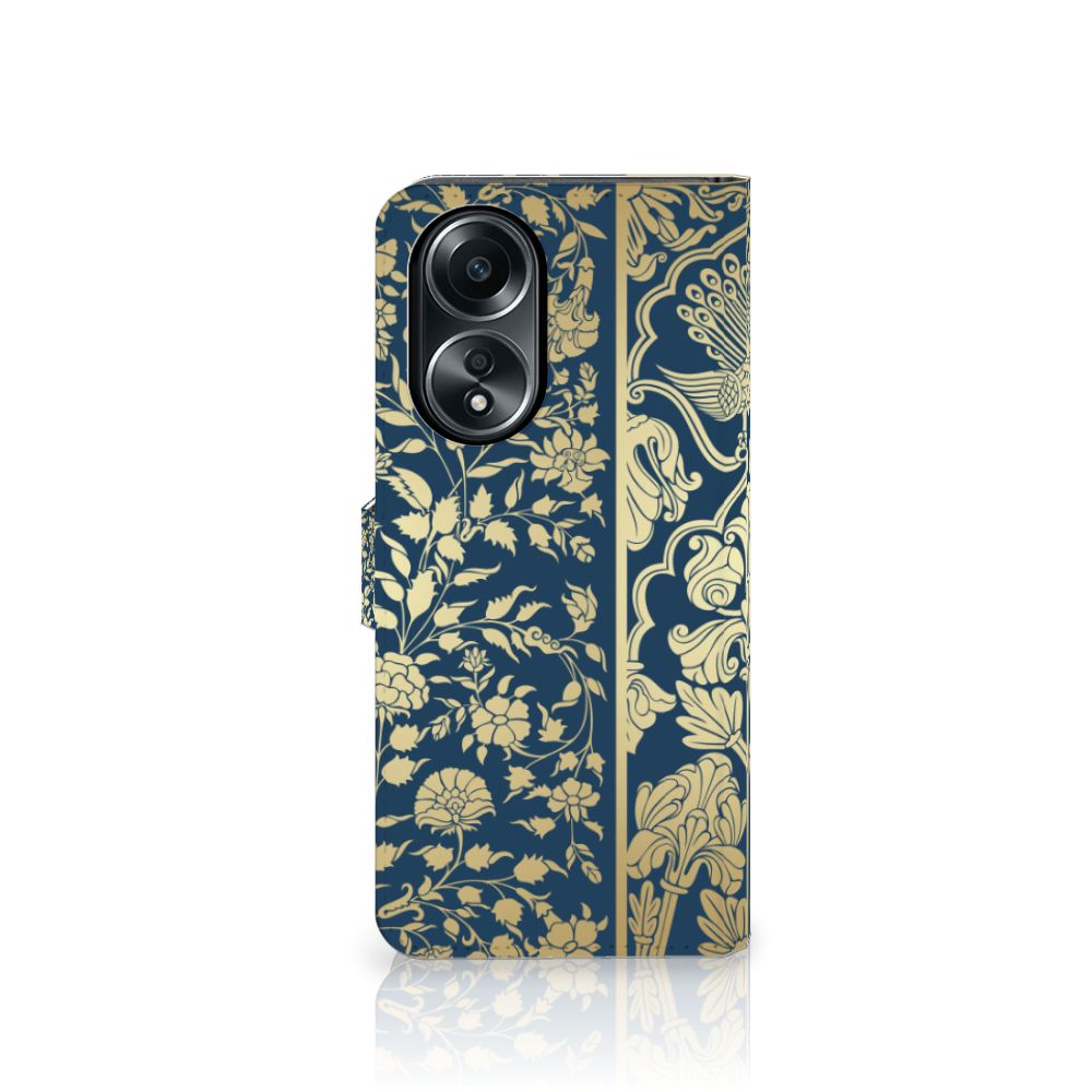 OPPO A58 4G Hoesje Beige Flowers design beige bloemen aanzicht