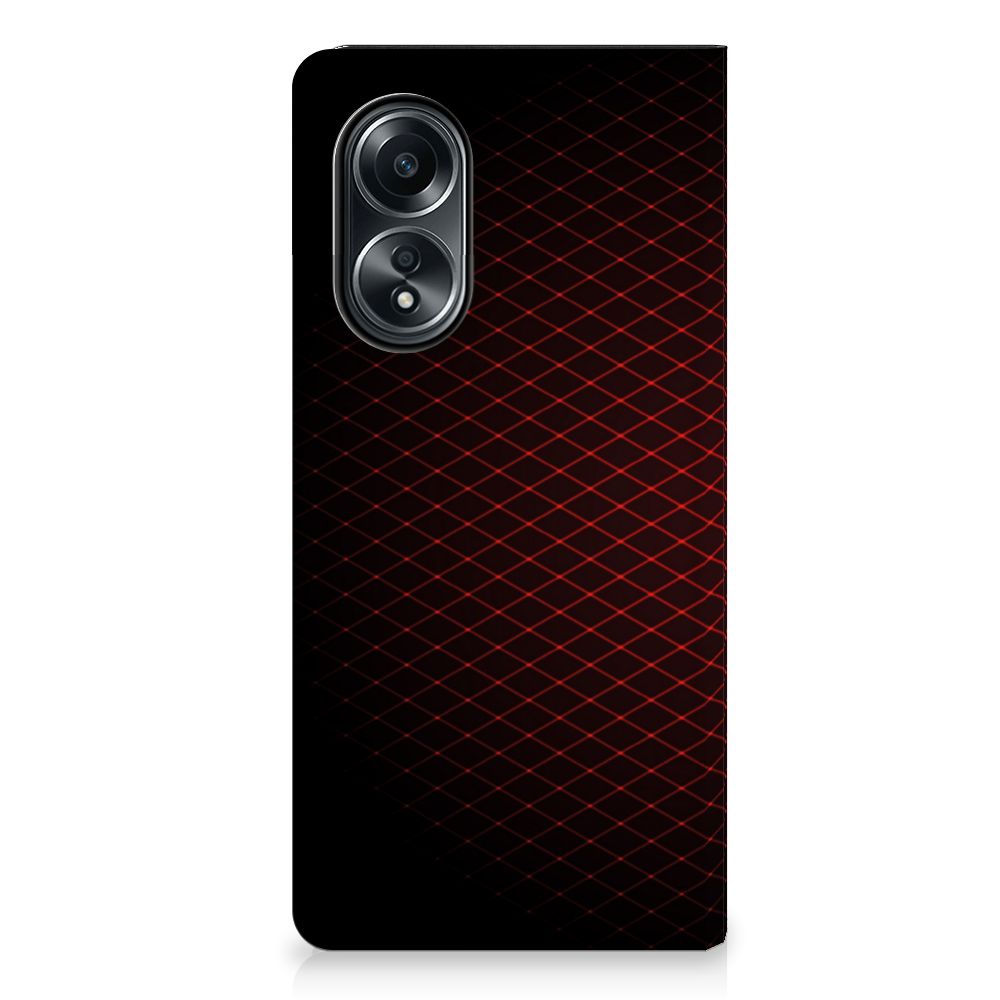OPPO A58 4G Hoesje met Magneet Geruit Rood achterkant design zwart rood patroon