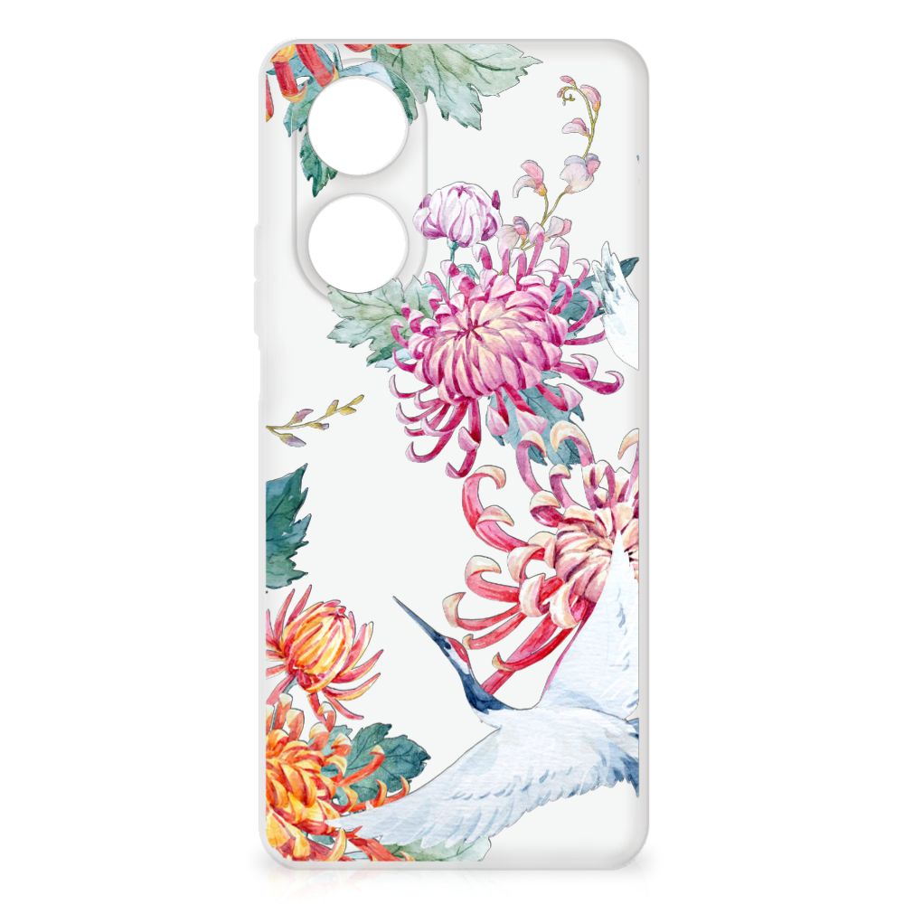 OPPO A58 4G TPU Hoesje Bird Flowers