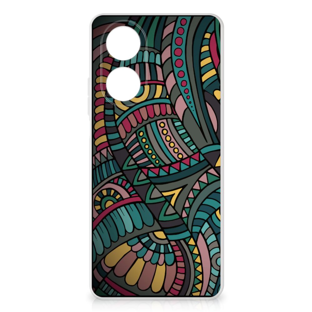OPPO A58 4G TPU bumper Aztec achterkant kleurrijk patroon