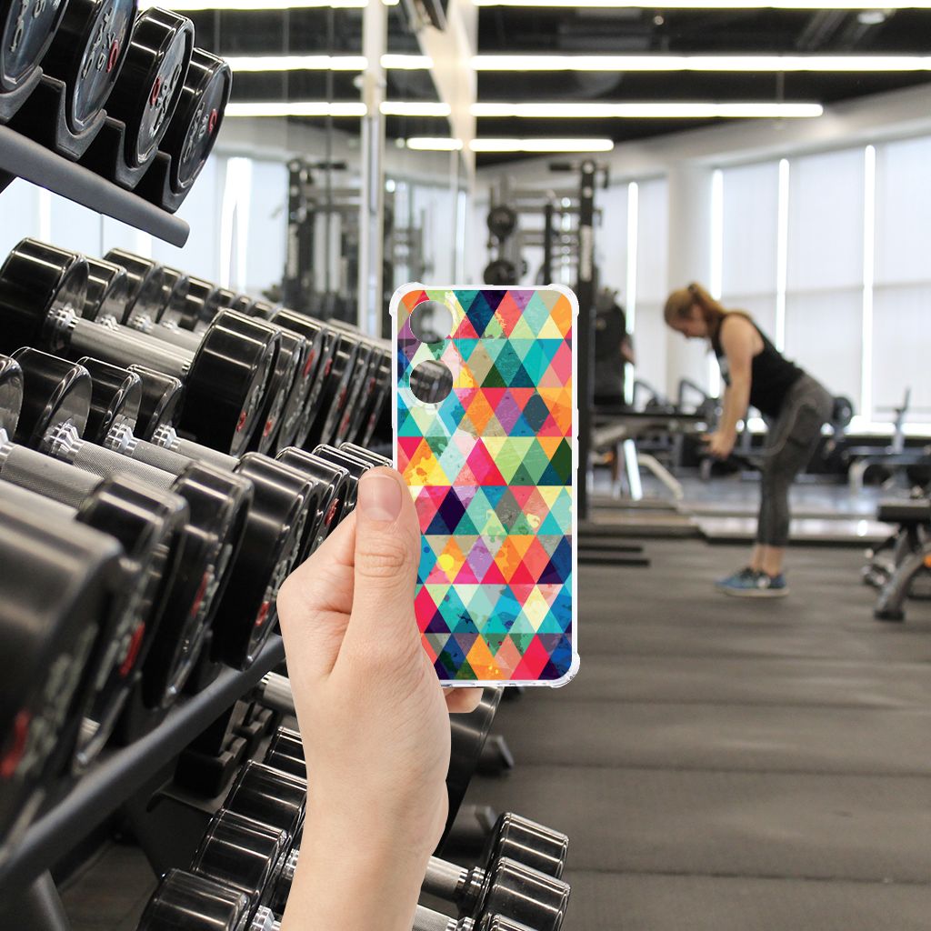OPPO A58 | A78 5G Doorzichtige Silicone Hoesje Geruit hand gym interieur