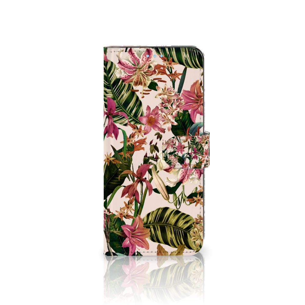 OPPO A74 4G Hoesje Flowers hoesje bloemen groen bladeren design voorkant