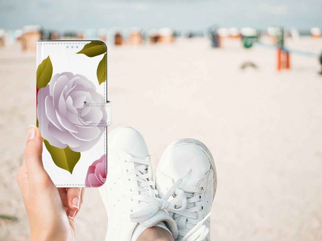 OPPO A74 4G Hoesje Roses telefoonhoesje bloemen ontwerp hand strand