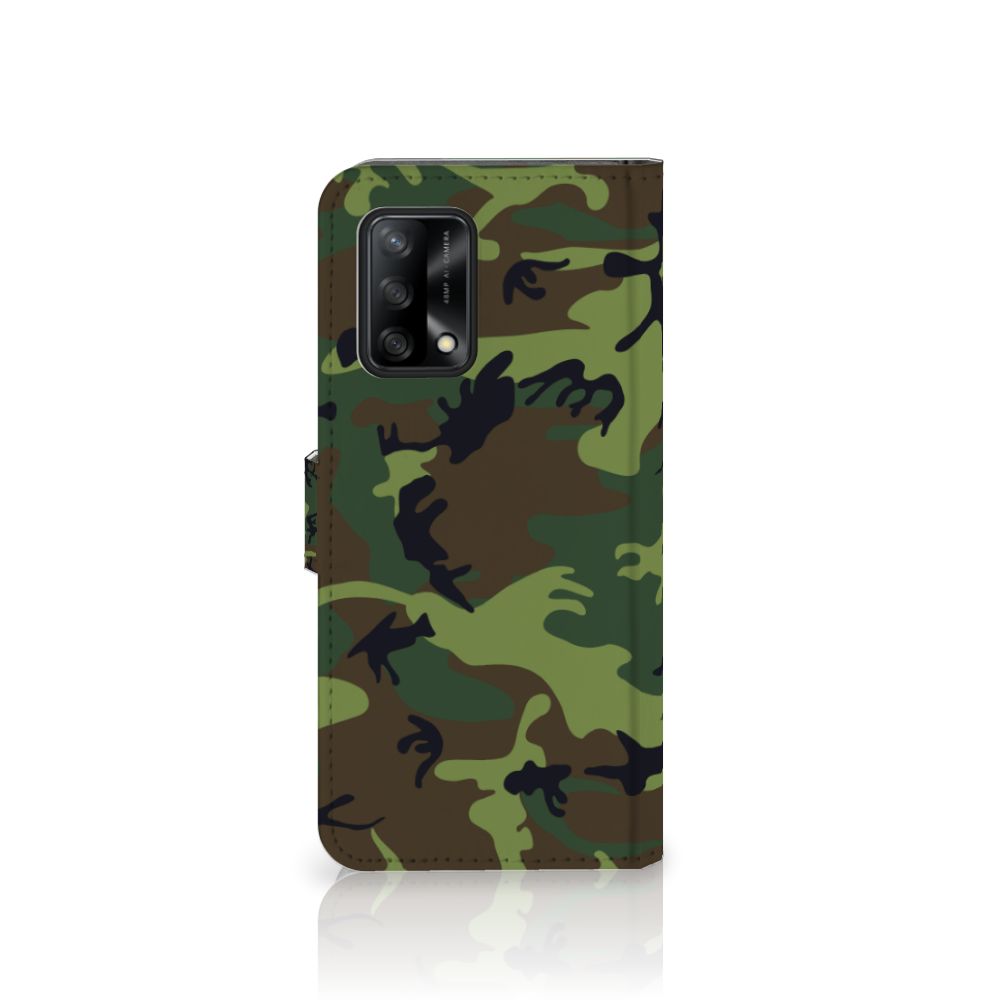 OPPO A74 4G Telefoon Hoesje Army Dark telefoonhoesje camouflage design aanzicht