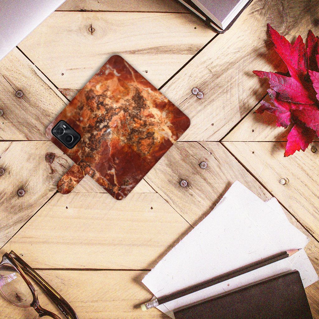 OPPO A76 | A96 Bookcase Marmer Bruin telefoonhoesje bruin marmer bovenaanzicht