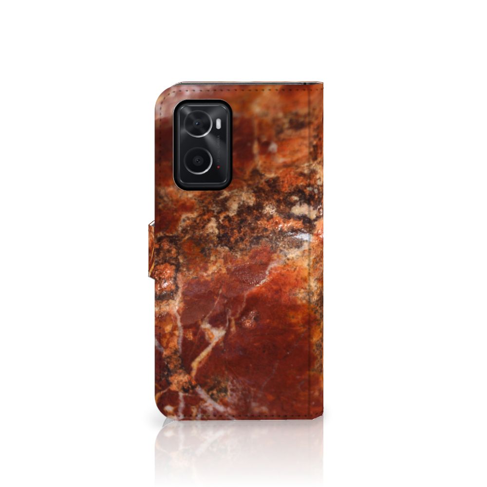 OPPO A76 | A96 Bookcase Marmer Bruin telefoonhoesje marmer bruin zij aanzicht