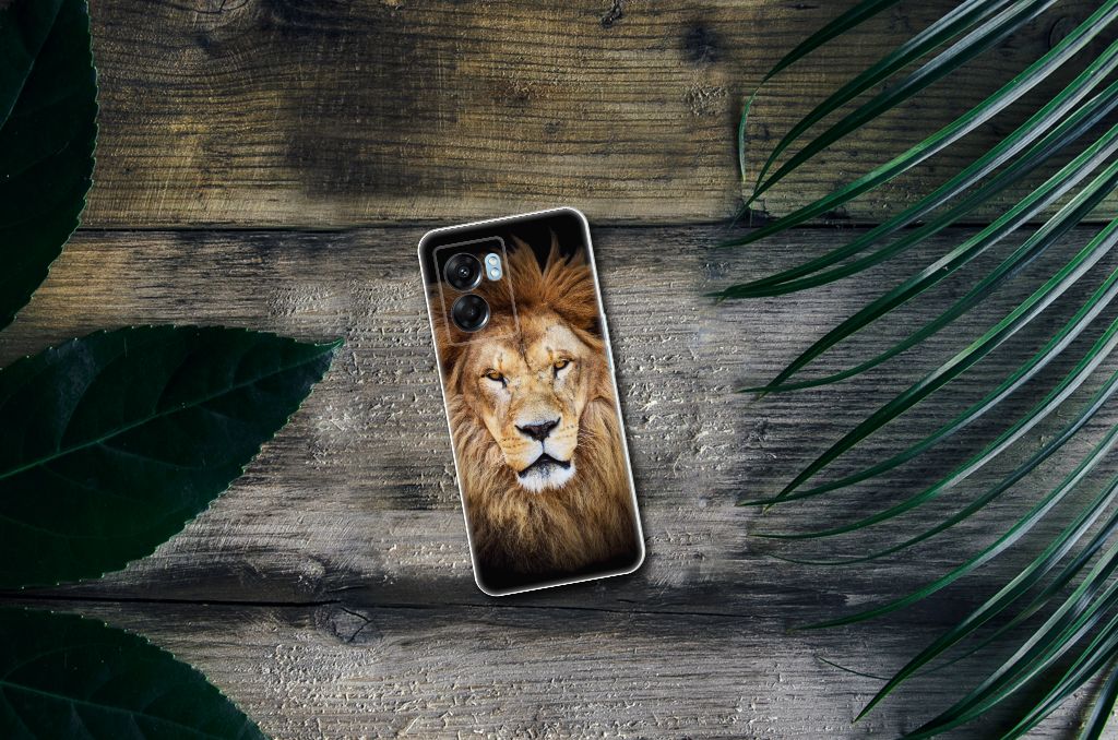 OPPO A77 | A57 5G TPU Hoesje Leeuw leeuw gezicht bovenaanzicht