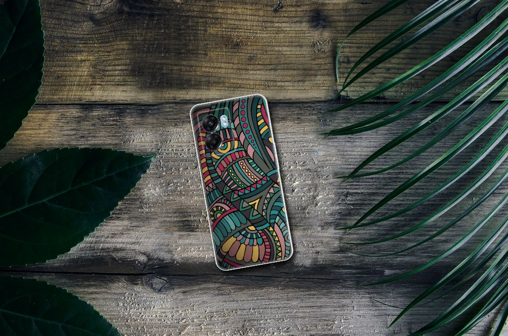 OPPO A77 | A57 5G TPU bumper Aztec bovenaanzicht kleurrijk ontwerp