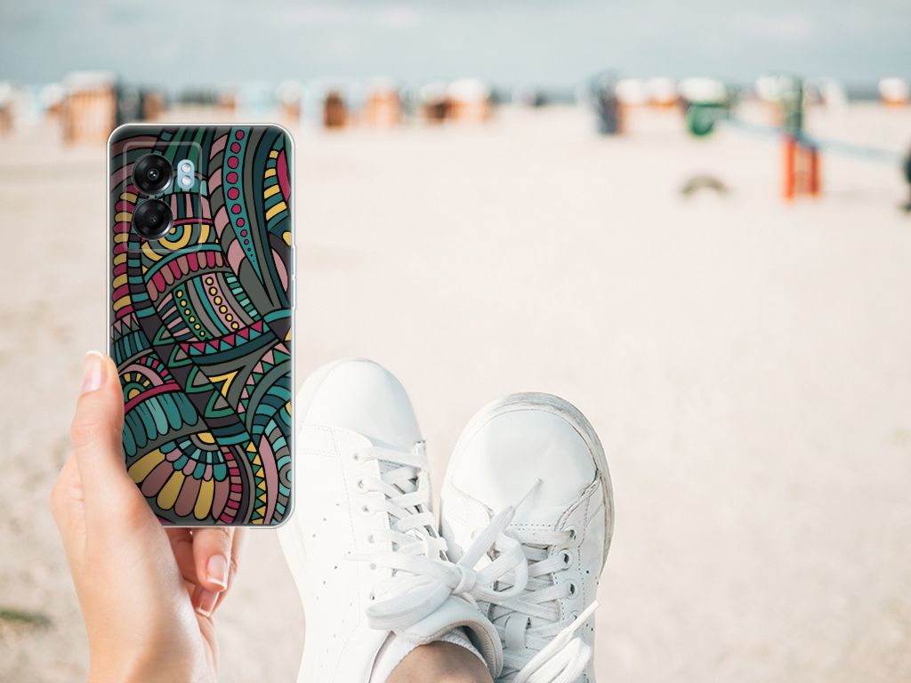 OPPO A77 | A57 5G TPU bumper Aztec design zijaanzicht