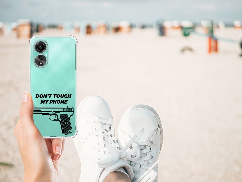 OPPO A78 4G Anti Shock Case Pistol DTMP telefoonhoesje pistol don t touch my phone zomer strand