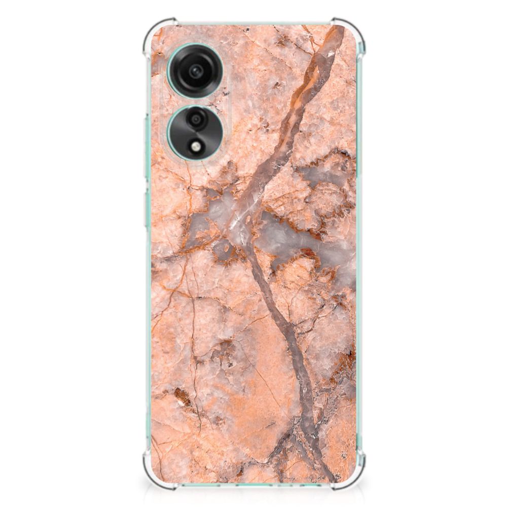 OPPO A78 4G Anti-Shock Hoesje Marmer Oranje achterkant