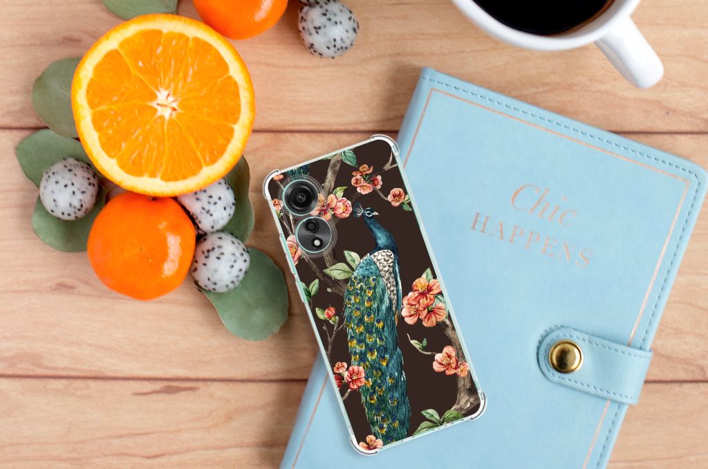 OPPO A78 4G Case Anti-shock Pauw met Bloemen B2C Telecom
