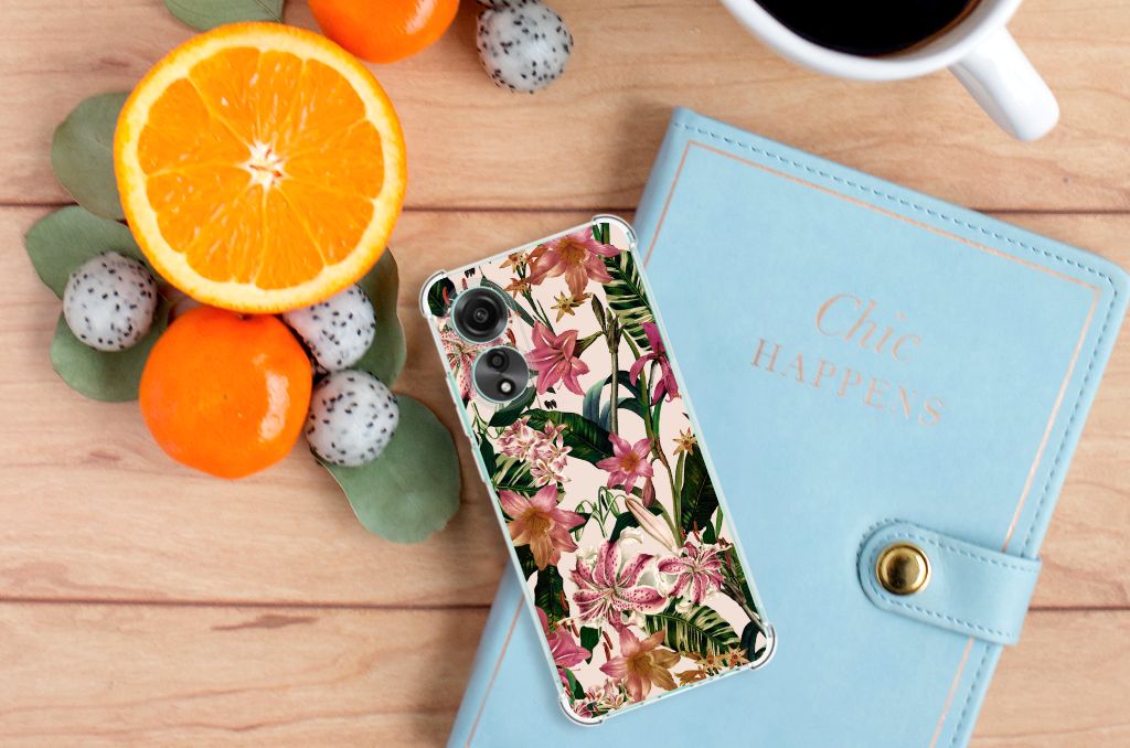 OPPO A78 4G Case Flowers bloemen ontwerp bovenaanzicht
