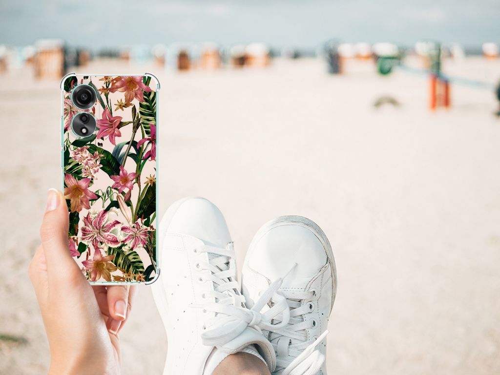 OPPO A78 4G Case Flowers bloemen ontwerp hand Strand