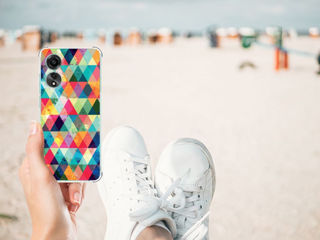 OPPO A78 4G Doorzichtige Silicone Hoesje Geruit B2C Telecom