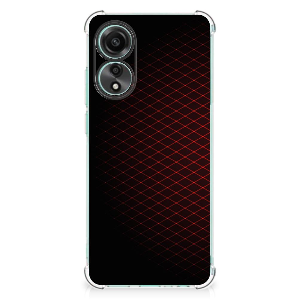 OPPO A78 4G Doorzichtige Silicone Hoesje Geruit Rood B2C Telecom