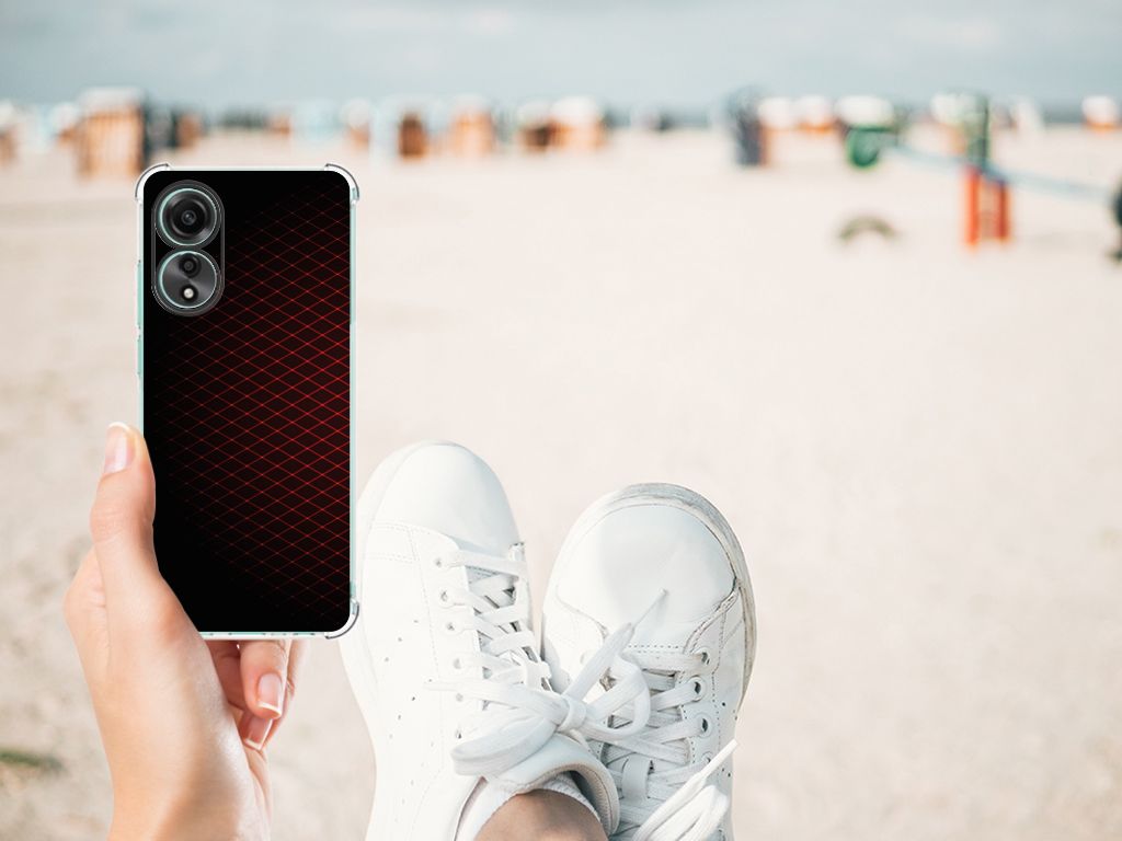 OPPO A78 4G Doorzichtige Silicone Hoesje Geruit Rood B2C Telecom