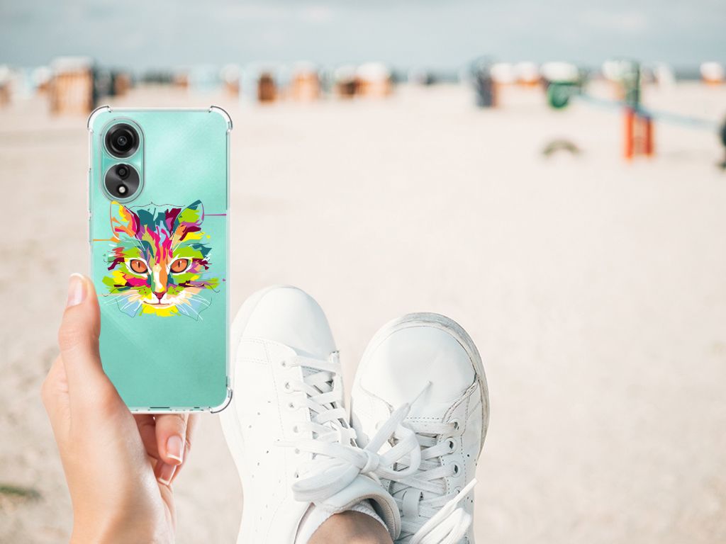 OPPO A78 4G Stevig Bumper Hoesje Cat Color B2C Telecom