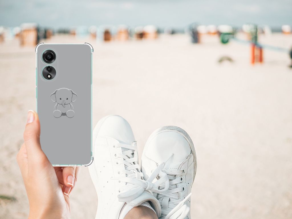 OPPO A78 4G Stevig Bumper Hoesje Grijs Baby Olifant B2C Telecom