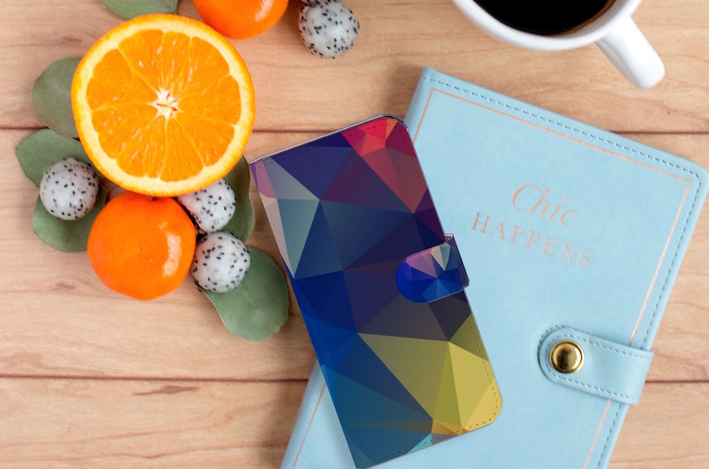OPPO A78 5G | A58 5G Book Case Polygon Dark met fruit en notitieboek, perfect als cadeau 🎁 voor stijl en bescherming.