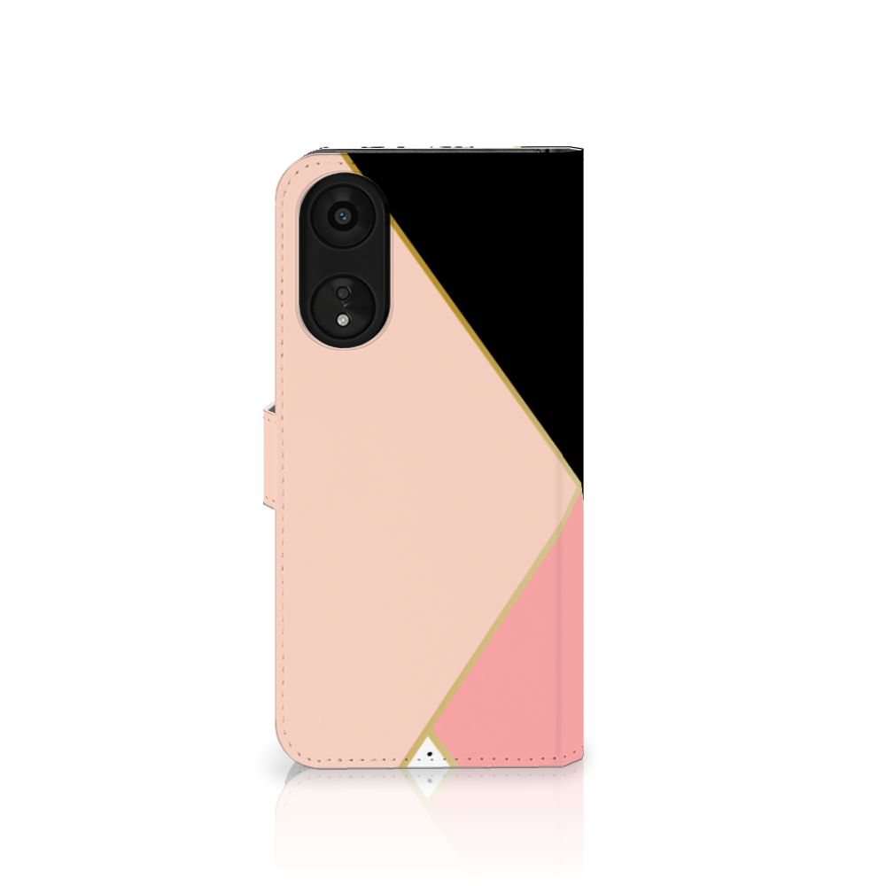 OPPO A78 5G | A58 5G Book Case Zwart Roze Vormen in geometrisch ontwerp, ideaal als cadeau 🎁 voor bescherming en duurzaamheid.