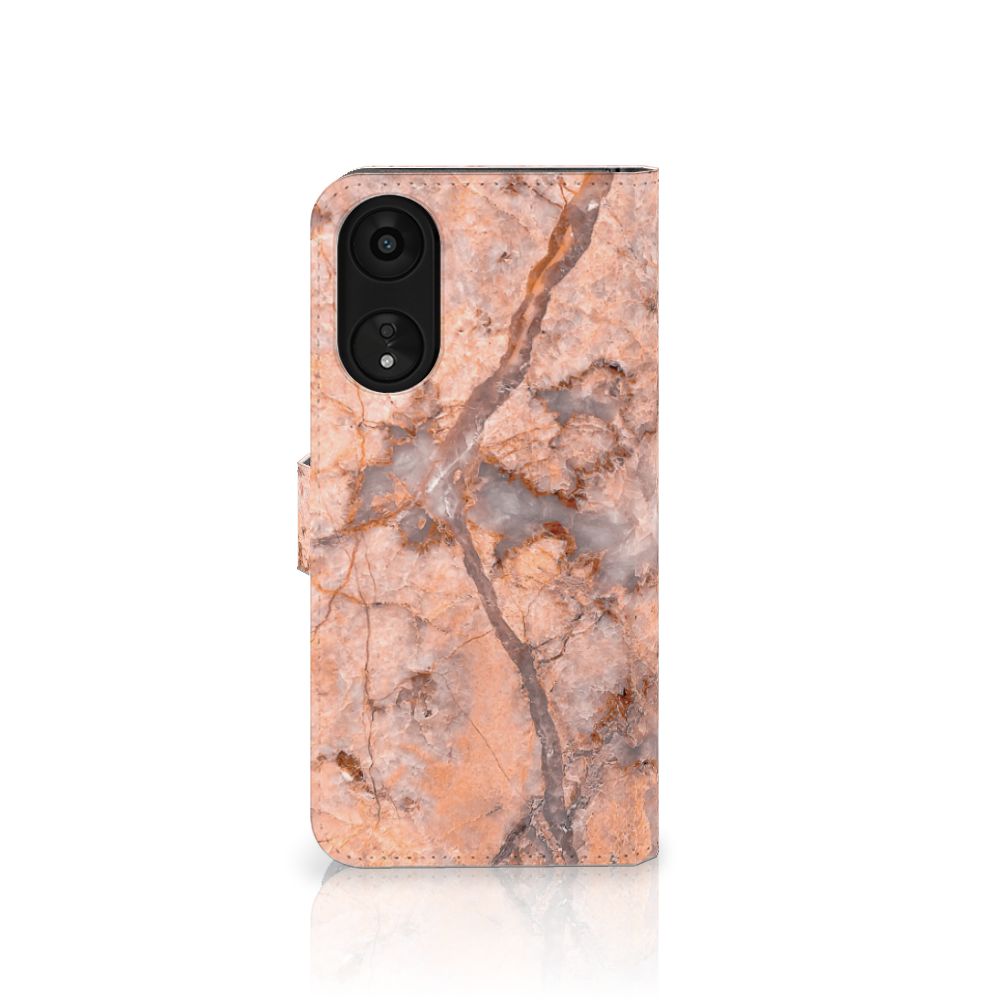 OPPO A78 5G | A58 5G Bookcase Marmer Oranje designnaam voorzijde