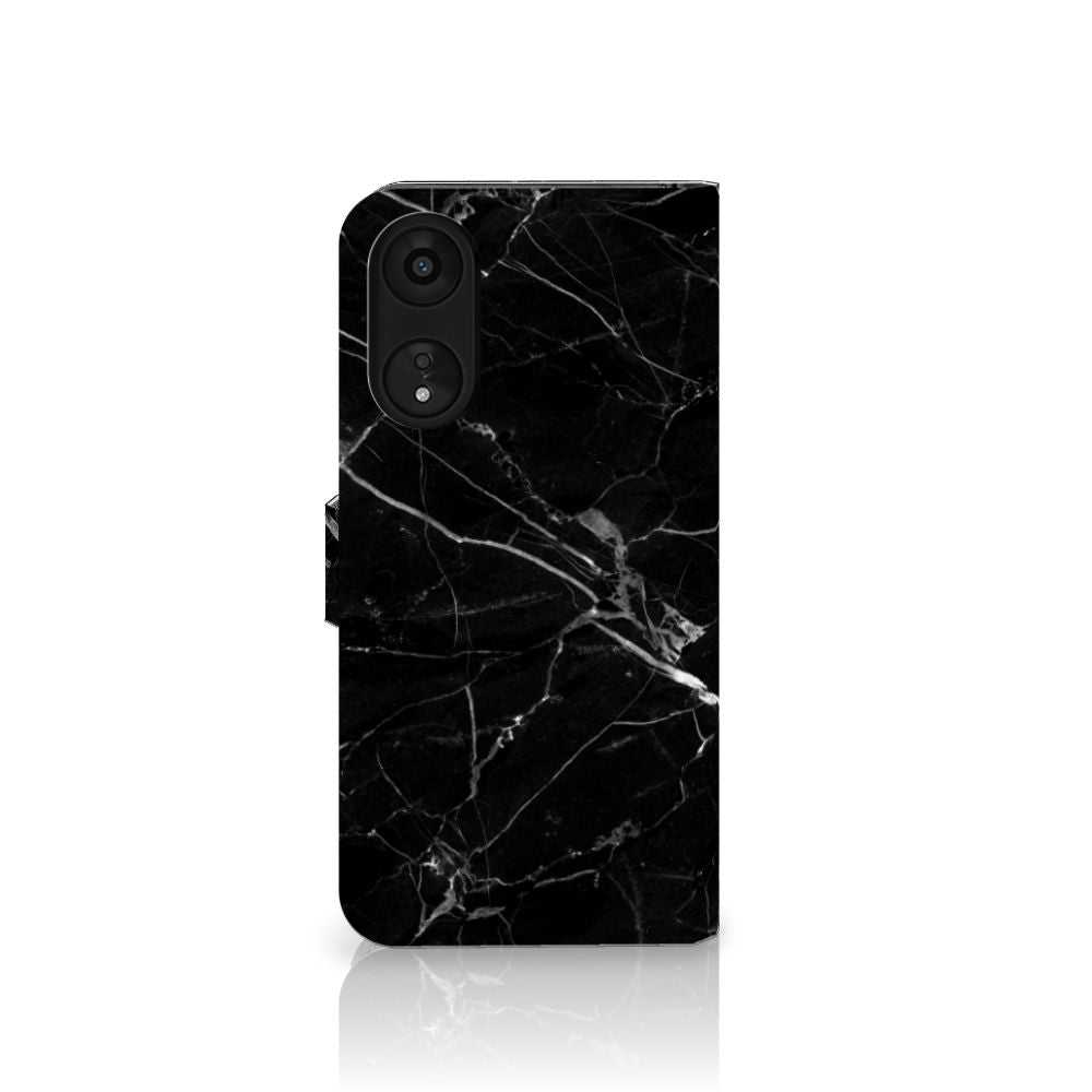 OPPO A78 5G A58 5G Bookcase Marmer Zwart Bookcase zwart marmer aanzicht