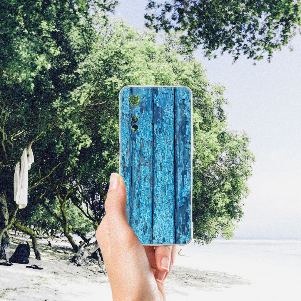 OPPO A78 5G | A58 5G Bumper Hoesje Wood Blue design blue wood case hand