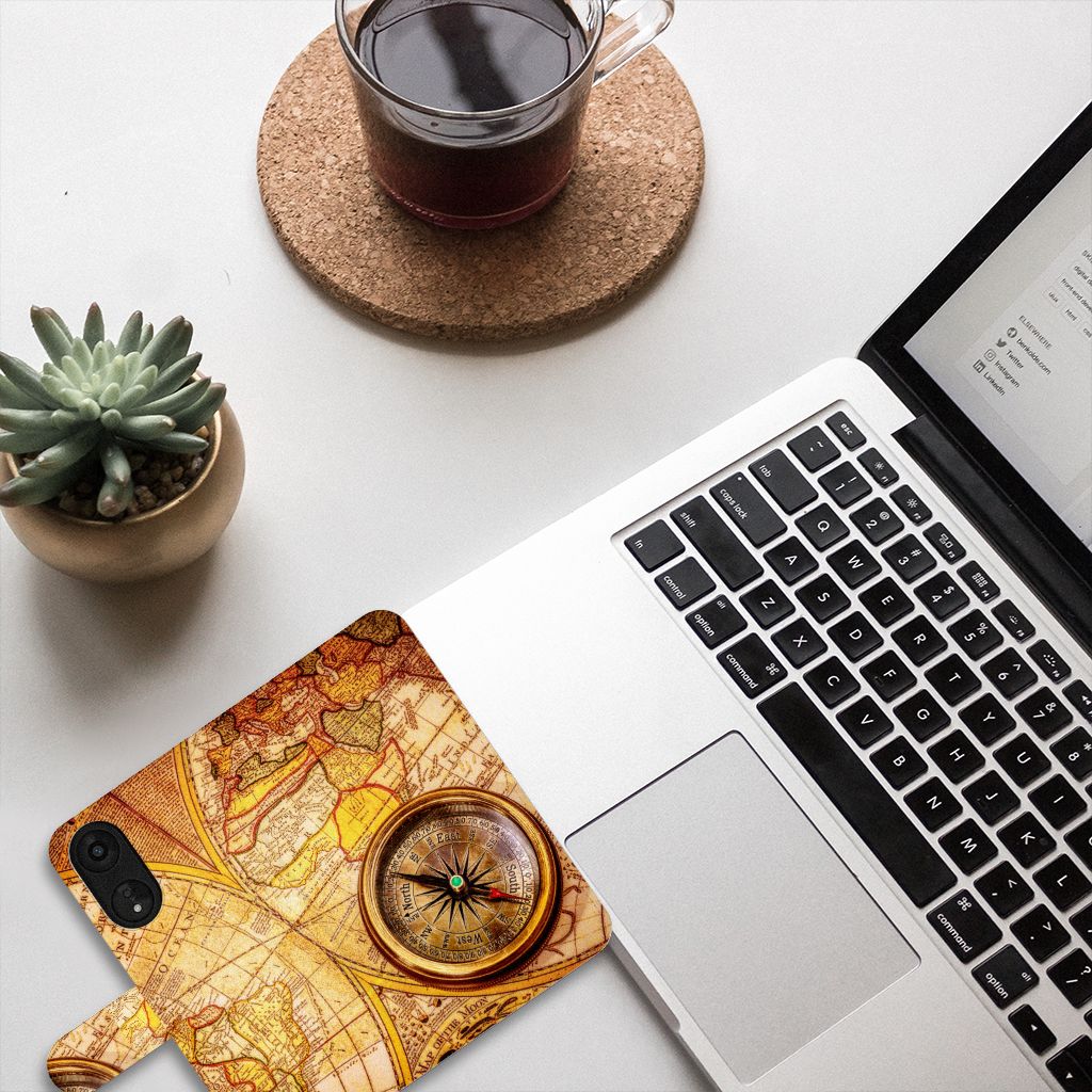 OPPO A78 5G | A58 5G Flip Cover Kompas design kompas aanzicht