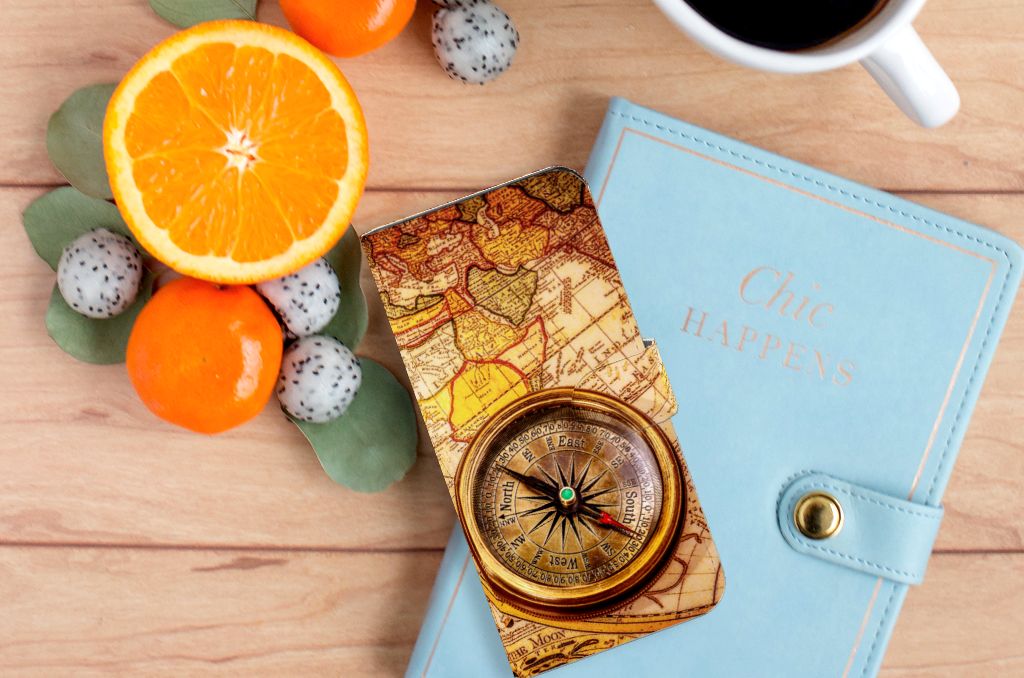 OPPO A78 5G | A58 5G Flip Cover Kompas ontwerp kaart vintage aanzicht