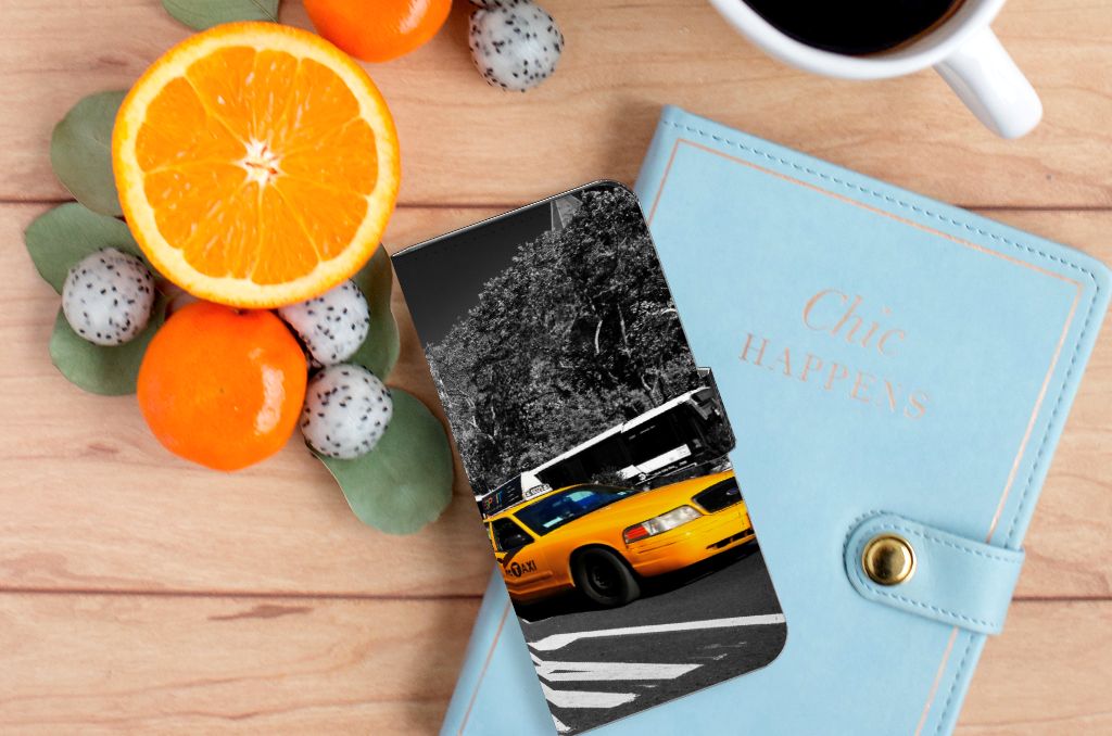 OPPO A78 5G A58 5G Flip Cover New York Taxi design hoesje aanzicht