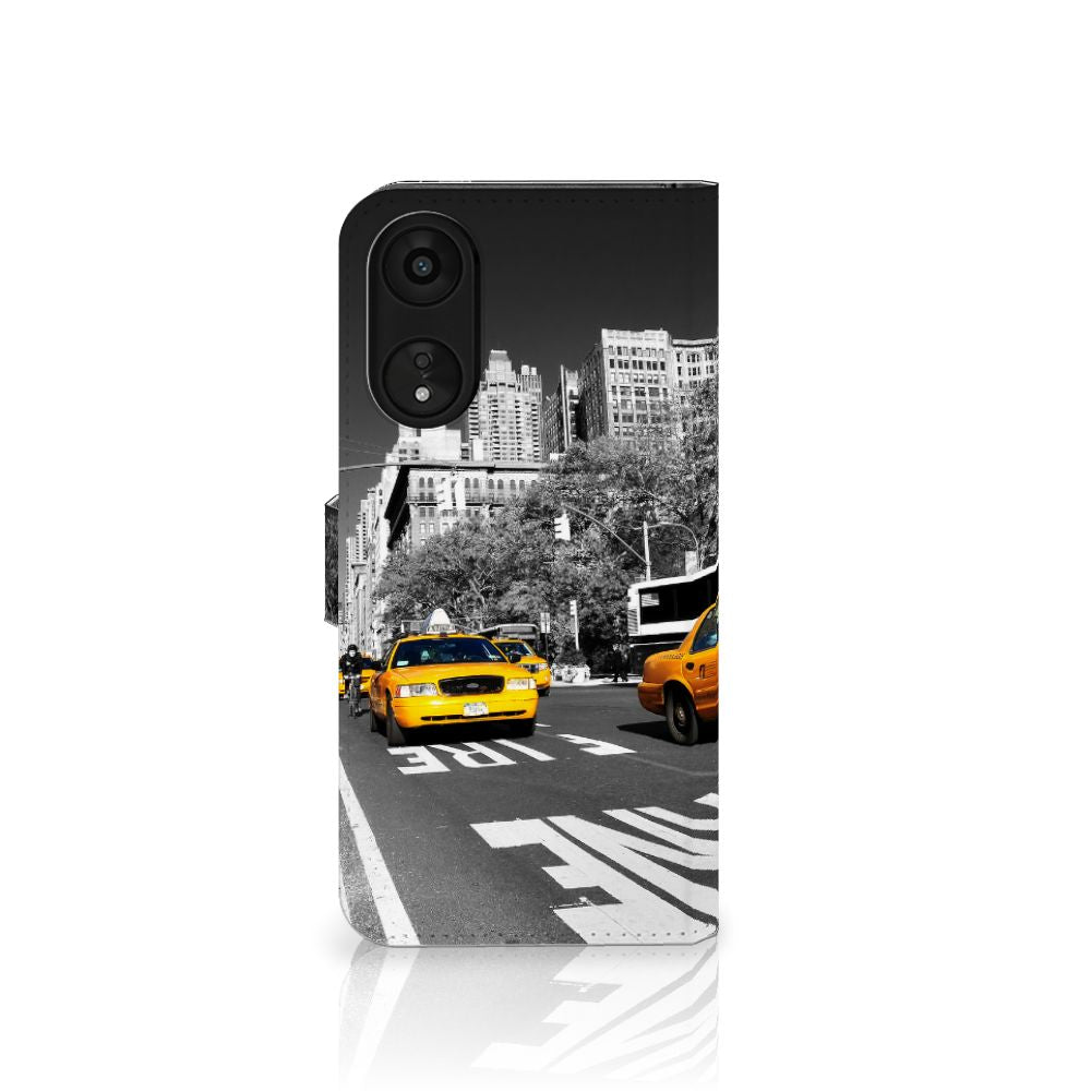OPPO A78 5G | A58 5G Flip Cover New York Taxi design hoesje zijaanzicht