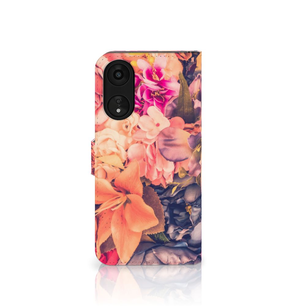 OPPO A78 5G | A58 5G Hoesje Bosje Bloemen bloemen roze oranje paarse opvallend