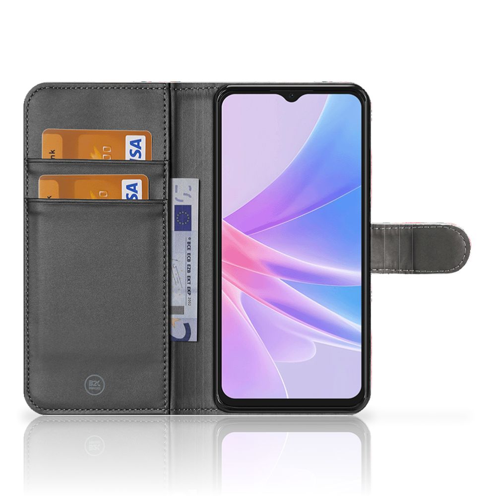 OPPO A78 5G | A58 5G Hoesje Butterfly Roses portemonnee zwart voorkant