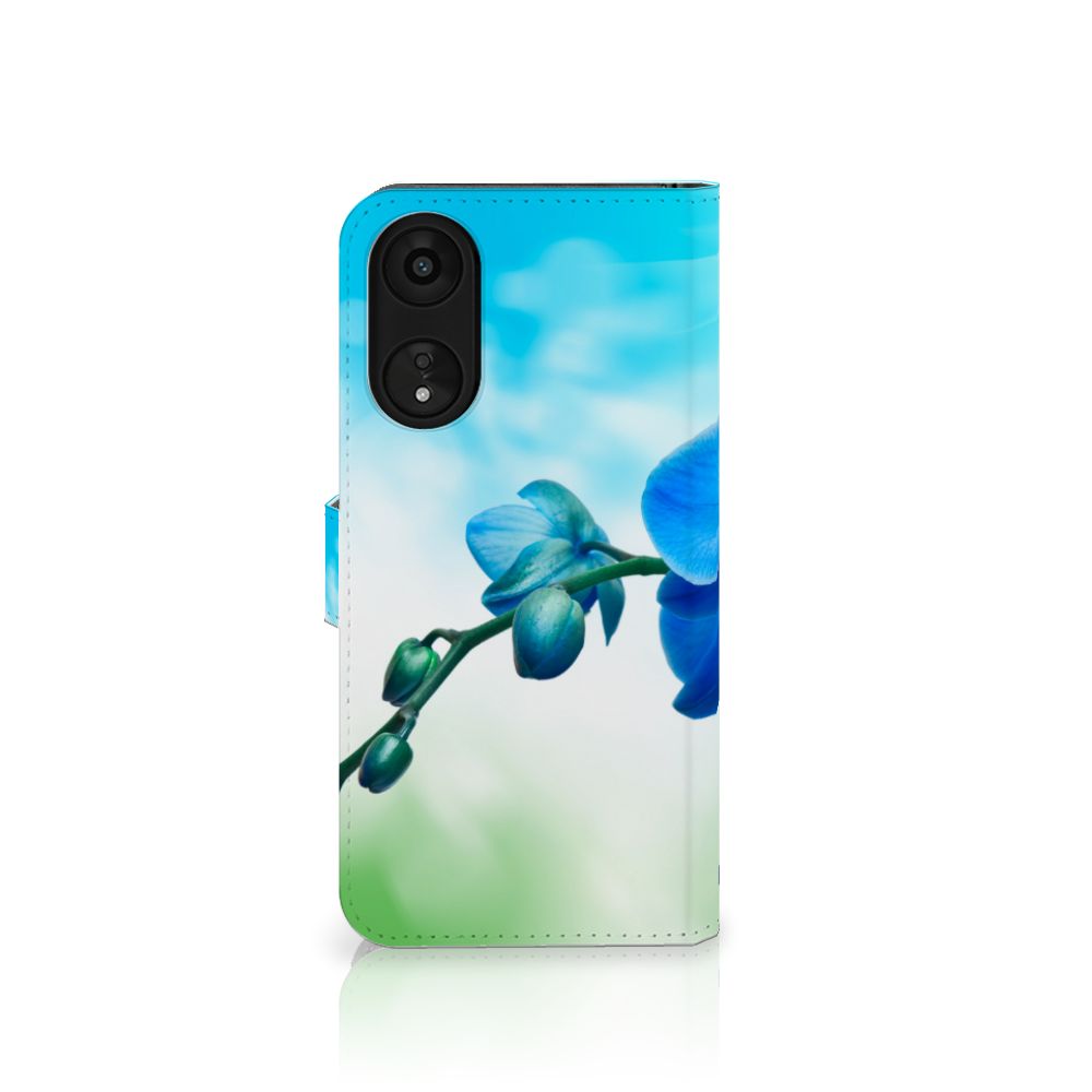 OPPO A78 5G | A58 5G Hoesje Orchidee Blauw Orchidee bloem aanzicht
