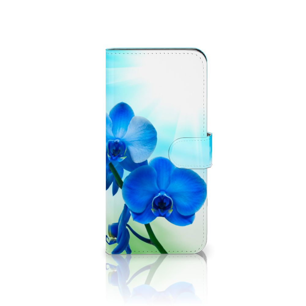 OPPO A78 5G | A58 5G Hoesje Orchidee Blauw telefoonhoesje magnetische sluitclip aanzicht