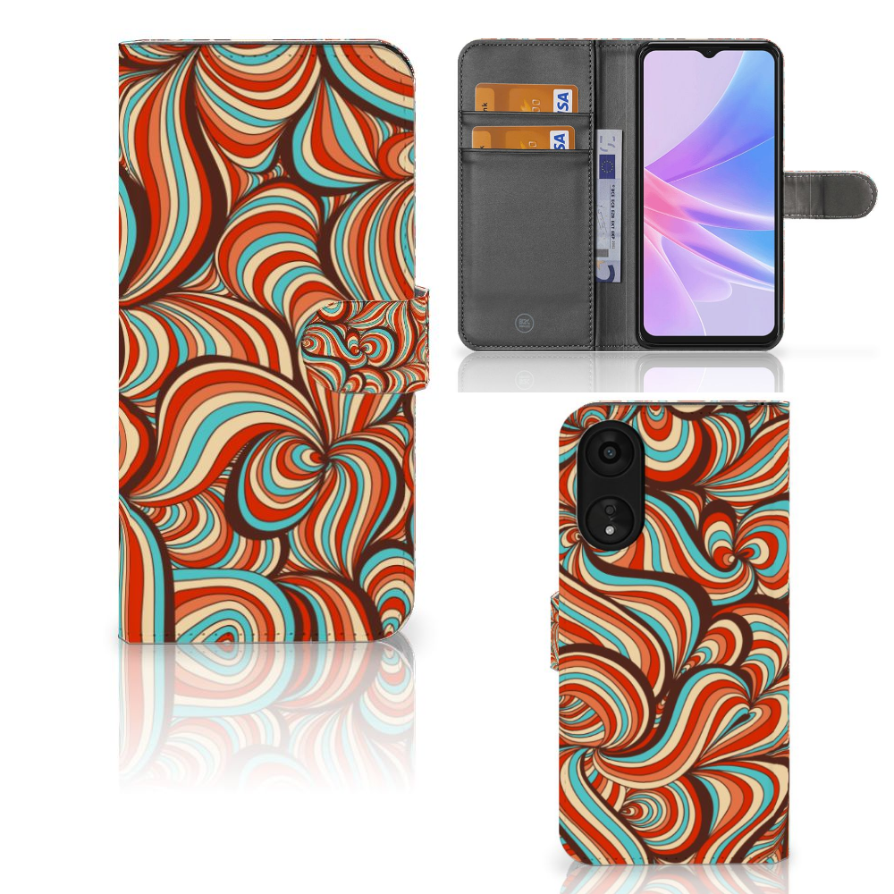 OPPO A78 5G | A58 5G Hoesje Retro retro design kleurrijk aanzicht