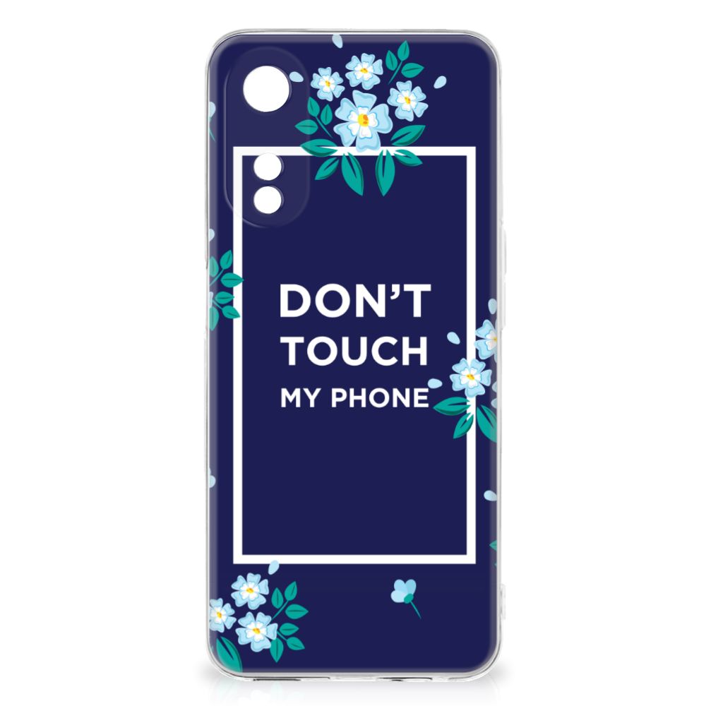 OPPO A78 5G | A58 5G Silicone-hoesje Flowers Blue DTMP achterkant