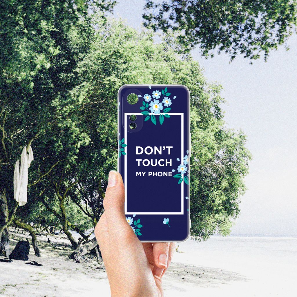 OPPO A78 5G | A58 5G Silicone-hoesje Flowers Blue DTMP design phone case front view