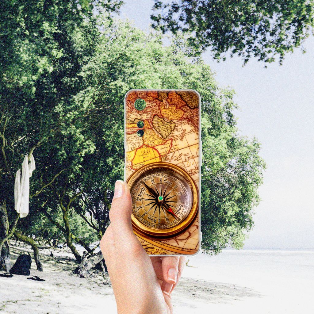 OPPO A78 5G | A58 5G Siliconen Back Cover Kompas met een vintage kaart en kompasdesign voor bescherming en duurzaamheid.