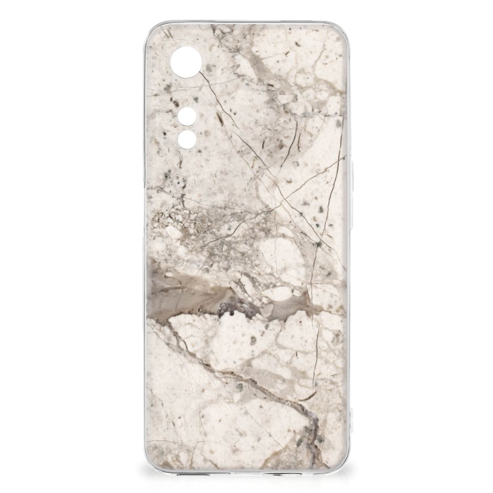 OPPO A78 5G | A58 5G TPU Siliconen Hoesje Marmer Beige achterkant marmer design
