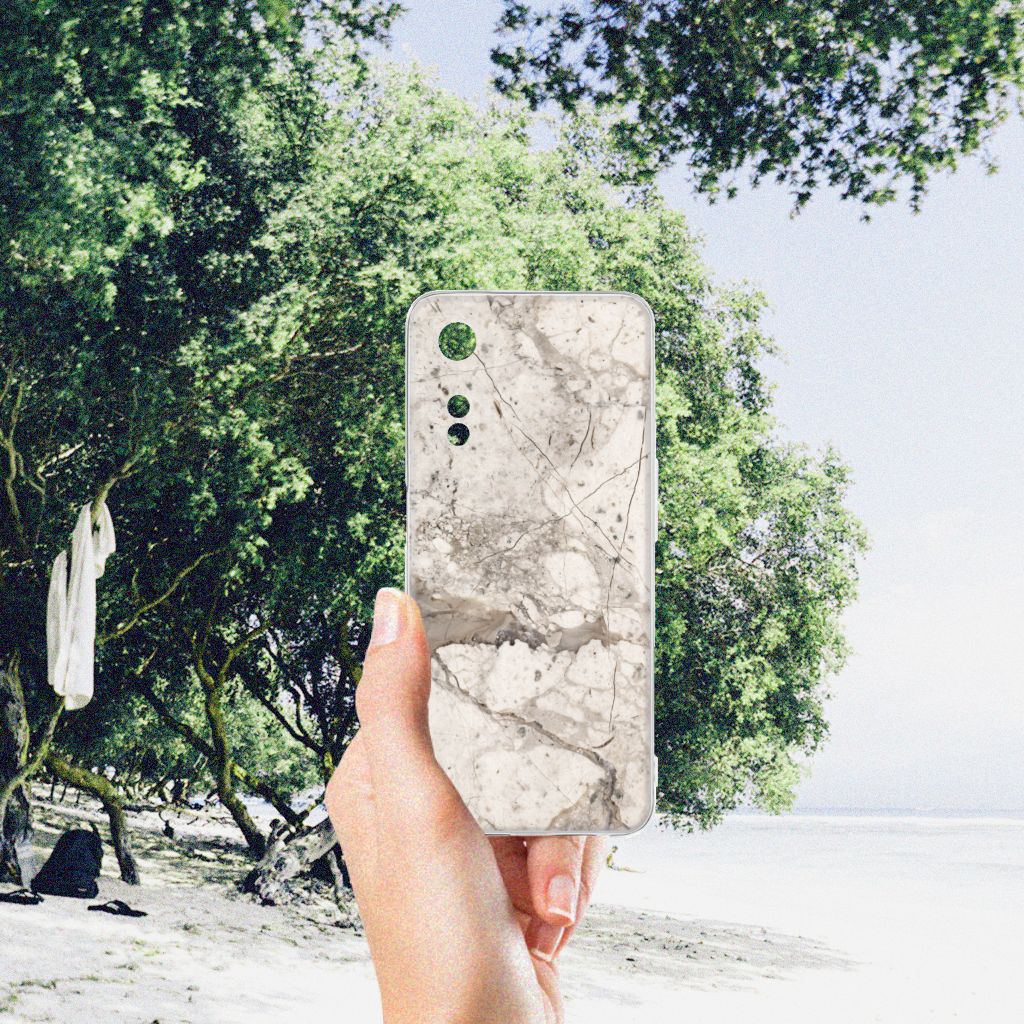 OPPO A78 5G | A58 5G TPU Siliconen Hoesje Marmer Beige hand tonen natuur
