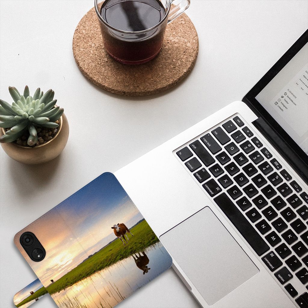 OPPO A78 5G A58 5G Telefoonhoesje met Pasjes Koe natuur koe landschap aanzicht