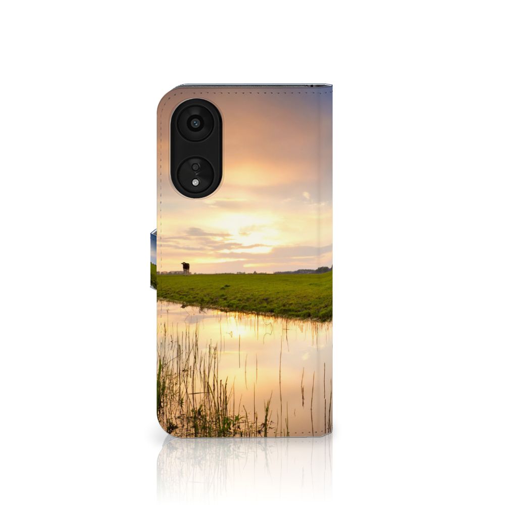 OPPO A78 5G A58 5G Telefoonhoesje met Pasjes Koe natuur landschap aanzicht